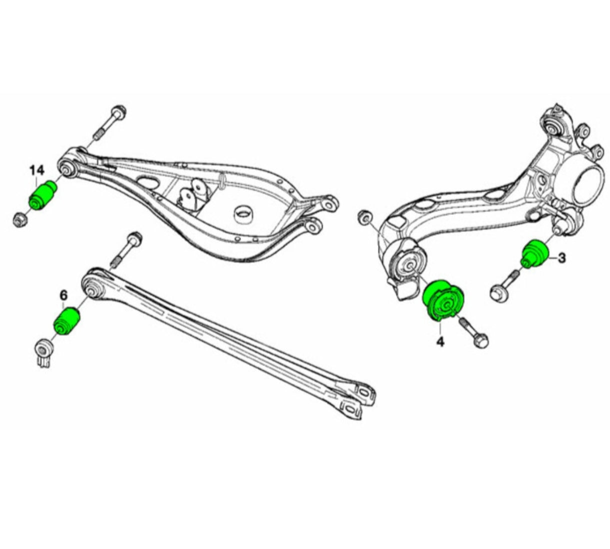 Casquilhos uniball do eixo traseiro para BMW E36 e E46 Nº4