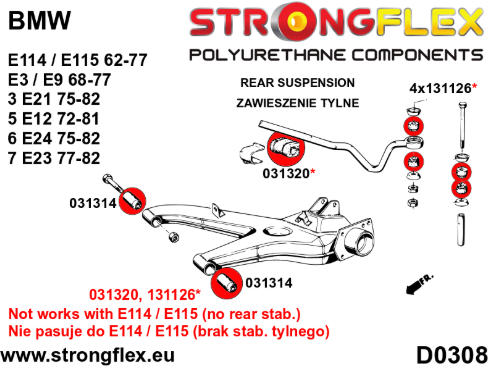 Casquilhos Braços traseiros bmw e30/ e36 compact