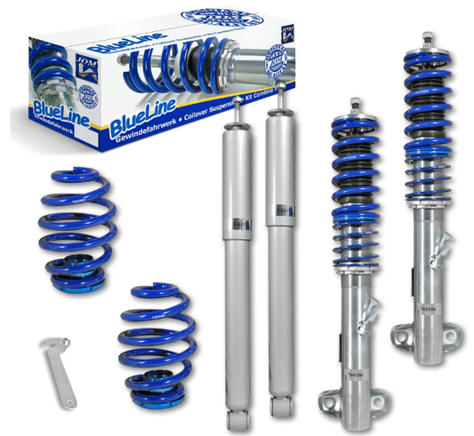 Suspensão coilover BlueLine adequada para BMW E36 4 e 6 cilindros todos os modelos exceto M3, ano de construção 06.1992-2000