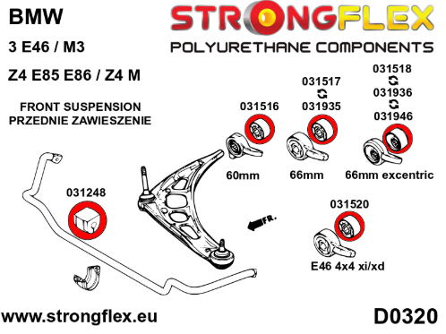 Bucha do braço dianteiro 66mm - excêntrico BMW E46